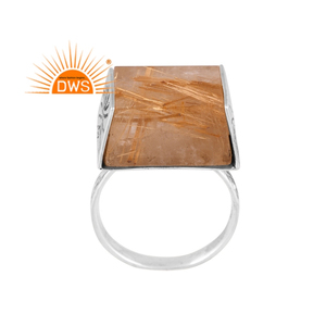 Anillo de declaración de piedras preciosas de rutilo dorado Natural de plata esterlina oxidada de última tendencia, fabricante de joyería personalizada - Product Image 1