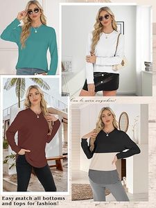 Sweat-shirt à col rond à manches longues personnalisé pour femmes pull coupe ample haut tunique pour l'automne et l'hiver Style décontracté - Product Image 6