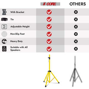 5 Core Speaker Stand Height Adjustable PA DJ <b>Tripod</b> Studio Monitor Stands w 35mm Compatible Insert - Product Image 5