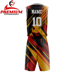 Ensemble de maillots de basket-ball pour hommes, sublimation complète, pratique, réversible, couleur personnalisée, logo personnalisé - Product Image 4
