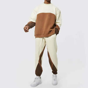 Survêtement pour homme en coton 100% imprimé sur mesure, à capuche, avec blocs de couleur, pour la course à pied, l'entraînement sportif, pantalon de jogging, streetwear - Product Image 2