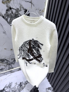 Suéter de punto para hombre al por mayor, cuello redondo, manga larga, contraste blanco y negro, jersey antiarrugas con patrón a cuadros, estilo casual urbano - Product Image 1