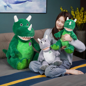 Peluche Triceratops de <span class=keywords><strong>dessin</strong></span> <span class=keywords><strong>animé</strong></span> en gros, personnalisée, mignonne, à grande bouche, peluche souple et rembourrée, <span class=keywords><strong>dinosaure</strong></span> Triceratops - Product Image 2