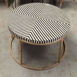 Mesa de consola con incrustaciones de hueso hecha a mano con muebles indios de latón para sala de estar MDF moderno. Hueso y latón - Product Image 4