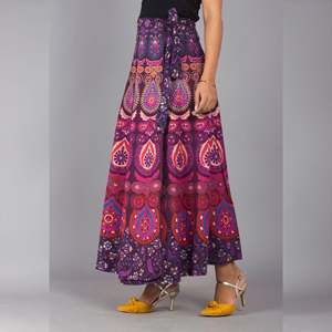 Purple Ethnic Print Maxi Chiffon Skirt Comfortable Breathable Straight Wrap Midi Skirt Natural Waistline Digital Print Technique - Product Image 2