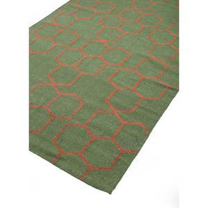 พรมขนสัตว์ทำมือ Indusbar สีเขียว ลายเรขาคณิต สำหรับบ้าน รูปทรงสี่เหลี่ยมผืนผ้าขนาดใหญ่ กว้าง 4 เมตร หนา 10 มม. เหมาะสำหรับห้องนั่งเล่น ห้องนอน วัยรุ่น - Product Image 2