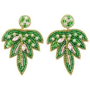 2023 femmes haute couture crochet perle de rocaille boucles d'oreilles à la main multicolore pour la vente en gros - Product Image 4