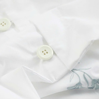 Parures de lit en satin de coton personnalisées en gros, fleurs turquoise brodées, housse de couette et taies d'oreiller pour la maison, l'hôtel, le mariage