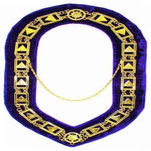 Collares de metal de maestros de alta calidad, collar de cadena de Regalia masónico chapado en oro en terciopelo a la venta - Product Image 6