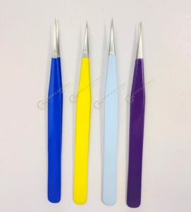 Pinzas de pestañas Beige personalizadas de alta calidad, Etiqueta Privada, punta de fibra de acero inoxidable, herramientas de pestañas - Product Image 5