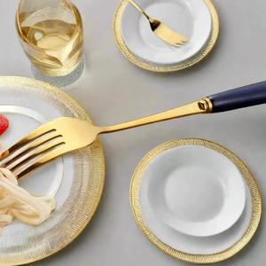 Premium Blue Handle <b>Gold</b> Head Cutlery Set Suitable For Formal Events Luxury Dining And Elegant <b>Table</b> Decor From India - Product Image 2