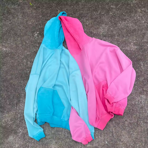 Conjunto de pantalones de chándal y Sudadera con capucha de gran tamaño lavados con ácido desgastados de algodón 100% personalizado estampado de pantalla vintage desteñido por el sol para invierno - Product Image 1