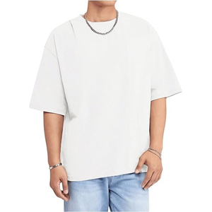 Camiseta de hombro caído con estampado de logotipo personalizado de peso pesado para hombre, camisetas holgadas de gran tamaño holgadas - Product Image 6