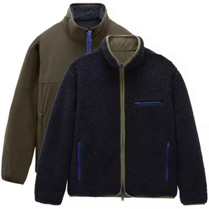 Vêtement d'extérieur personnalisé de haute qualité, veste réversible épaisse imperméable, veste en polaire sherpa personnalisée pour homme - Product Image 4