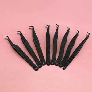 Pince à épiler personnalisée pour la fabrication d'éventail de cils d'artiste Ventilateur de précision pour le volume et le ramassage Outil d'extension de cils de précision mince Finition noire - Product Image 4