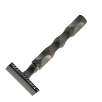 Rasoir à double tranchant en acier inoxydable pour hommes, rasoir de sécurité noir mat avec logo personnalisé pour le visage et le corps