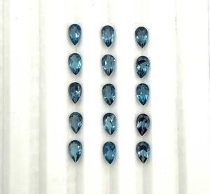 NATURAL London Blue Topaz Pear CUT Loose gemstone Lot 3*5mm ของแท้ลอนดอนบลูโทแพซร่ำรวย Ocean Blue - Product Image 2