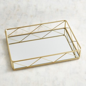Offre Spéciale Moderne De Luxe Rectangle Or Fini Métal Miroir Plateau En Laiton Cadre Décoratif Miroir Plateau Décor En Verre Pour Le Stockage À La Maison - Product Image 5