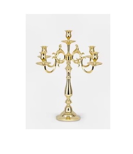 Premium Quality Tall <b>Candelabra</b> in Aluminium Gold Color <b>Candelabra</b> Centerpiece For Home And Wedding Use - Product Image 1