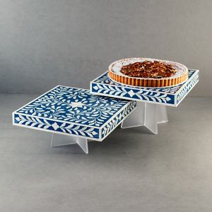 Plateaux ronds en nacre Plateau décoratif de luxe Plateaux de service artistique Fournitures pour restaurants et hôtels Support à gâteaux - Product Image 5