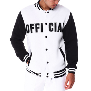 Chaqueta universitaria de béisbol de invierno de lana de estilo fresco personalizado para hombre, chaqueta universitaria con cuello levantado y manga de cuero con logotipo frontal - Product Image 3