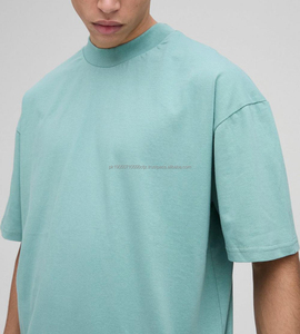 Customizable Heavyweight <b>Acid</b> Wash Knitted 100% CottonMT-Shirt Men O-Neck Oversized Short Sleeve <b>Drop</b> Design Breathable - Product Image 3