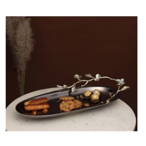 Double Stand Aluminum Gold Rectangle <b>Tray</b> Elegant Dinnerware <b>Serving</b> <b>Tray</b> for Weddings and Ramadan Dinners Premium Design - Product Image 5