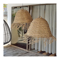 Lampe de plafond en herbe de mer faite à la main, luminaire unique et artistique en herbe de mer, abat-jour suspendu pour restaurants, cafés et hôtels