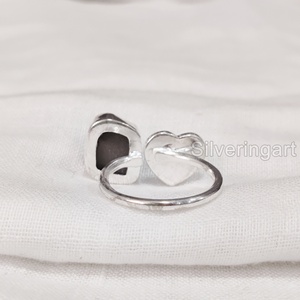 Bague pour femme en pierre brute, quartz fumé naturel brut de qualité AAA, forme cœur, ajustable, cadeau de Noël, en argent sterling 925 - Product Image 5