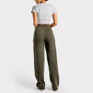Joggers acanalados de alta calidad para mujer, cintura elástica, pantalones de chándal de pierna ancha para entrenamiento, nuevo diseño, verano XL, Yoga, 2023 - Product Image 3