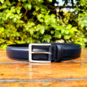 2025 dernière haute qualité Durable Double-collé formelle ceinture en cuir véritable pour hommes boucle en laiton profil lourd - Product Image 3