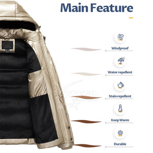 เสื้อแจ็คเก็ตพัฟเฟอร์บุรุษคุณภาพสูง ผลิตในปากีสถาน มีฮู้ด โลโก้ด้านหน้า บริการ OEM ผลิตตามสั่ง แห้งเร็ว ระบายอากาศดี ขายส่ง - Product Image 3