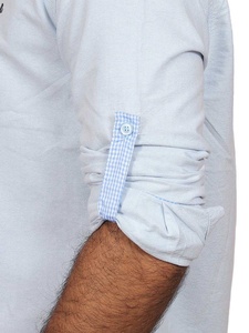 Chemise décontractée pour homme à col en V et boutons, en popeline 100% polyester, motif floral tribal polynésien de haute qualité - Product Image 5