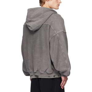 Ropa de calle personalizada marca 100% algodón lavado ácido Sudadera con capucha en blanco hombro caído lavado vintage sudadera con cremallera - Product Image 3