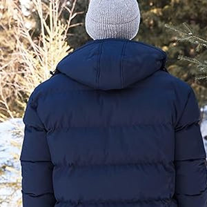 Vestes matelassées à capuche pour hommes, hiver, écologiques, respirantes, chaudes, isolées, confortables, logo avant, pour le travail en extérieur, usage quotidien - Product Image 5