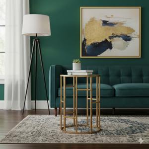 Juego de Mesas de Centro Modernas de Lujo con Acabado en Latón Satinado sobre Hierro y Vidrio Templado para Sala de Estar, Hotel, Decoración del Hogar - Product Image 3