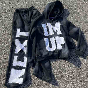 ชุดวอร์ม600GSM เหงื่อเฮฟวี่เวทชุดวินเทจปักลาย - Product Image 1