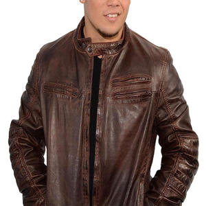 Chaqueta de Cuero Genuino para Motocicleta, Chaqueta Informal de Piel de Oveja para Hombre, Color Negro, Último Diseño - Product Image 3