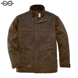 Veste de travail en coton durable pour hommes, grande veste de terrain doublée de flanelle, col montant, bouton avant, poches multiples, résistante à l'eau - Product Image 6