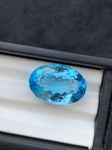 บลูโทแพซทรงรี เกรด AAA+ ฟรีไซส์ 100% ธรรมชาติ สำหรับงานแฮนด์เมด พลอยหลวมจาก Mehrajudin Gems น้ำหนัก 15.28 กะรัต สีโอปาเลสเซนต์ - Product Image 5