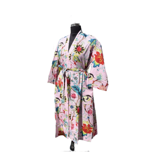 Kimono Albornoz de algodón para mujer Verano Frente abierto Ropa de dormir Bata Vestido de playa - Product Image 2
