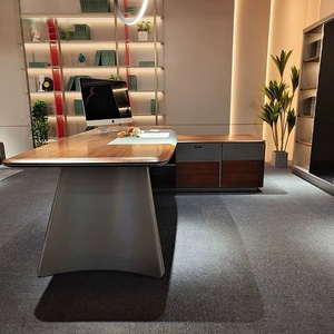 Modern Executive Manager Desk Locker MDF Material Home Office CEO Boss Style <b>Storage</b> <b>Computer</b> Table Workstation Furniture - Product Image 2