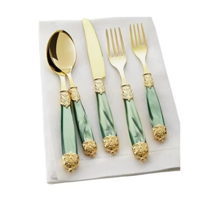 Juego de cubiertos de acero inoxidable de alta calidad y vajilla decorativa para bodas de la India - Product Image 6