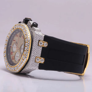 Reloj de Diamantes de Moda Hip Hop con Correa de Goma Negra y Diamantes Moissanite de Claridad VVS Mejorada para Hombre, para Usar en Cualquier Ocasión - Product Image 3