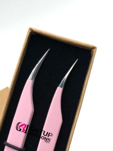 Pince à épiler professionnelle en acier inoxydable avec pointe dentelée antistatique, isolation optimale, 10 mm, revêtement poudré rose, logo personnalisé - Product Image 3