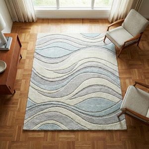 Handmade Wool Tufted Area <b>Rug</b> | <b>Pastel</b> Color Block Scandinavian Style Home Decor <b>Rug</b> High Quality Room Decor Gift for Wedding - Product Image 1