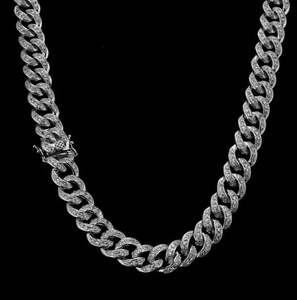 VVS1 Moissanite Miami <b>Cuban</b> <b>Link</b> VVS Moissanite Diamond <b>Cuban</b> <b>Chain</b>: Sterling <b>Silver</b> Hip Hop Jewelry - Product Image 1