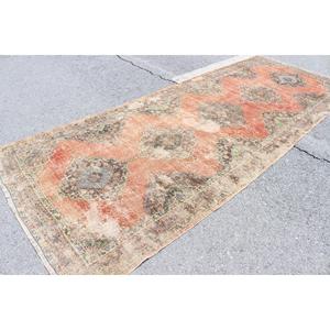 Tapis vintage, tapis turc 5x12,5 pieds, tapis en laine rouge à motifs floraux - Product Image 2