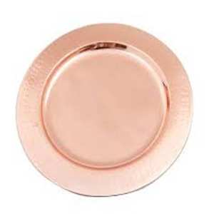 Cuivre écologique pour plaque de chargeur plat et assiette de forme ronde martelés avec fonction de charge pratique - Product Image 4