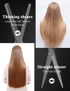 Ciseaux de salon professionnels en acier inoxydable de 8,5 pouces, ciseaux à effiler, coupe précise, manche long, qualité A+, OEM personnalisé - Product Image 5